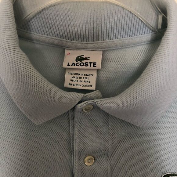 LACOSTE Men’s Light Blue Polo Shirt Size 8 - Picture 2 of 4